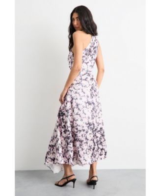 Women's Scarf Tie Asymmetric Maxi Dress