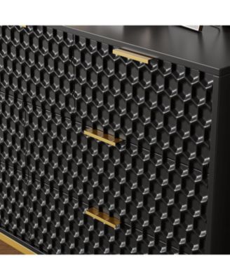 Modern 7 Drawer Dresser for Bedroom, Chest of Drawers for Closet with Deep Drawers and Wide Top, Long Wooden Dresser for Living Room