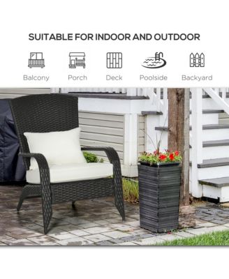 Patio Wicker Adirondack Chair with Cushion, Armrest,