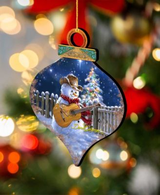 by Dona Gelsinger Guitar Player Snowman Ornament, Set of 2