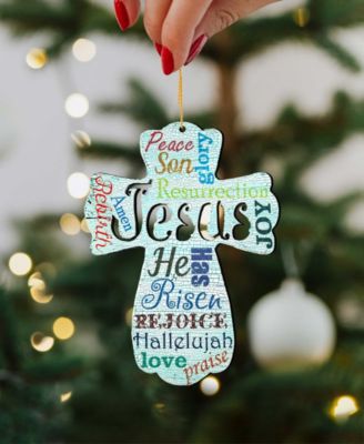 Jesus Cross Easter Wood Ornament, Set of 2