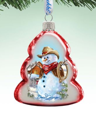 Cowboy Snowman Mercury Holiday Ornament