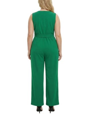 Plus Size Sleeveless Belted Jumpsuit