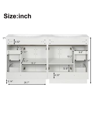 60" Double Sink Bathroom Vanity with Dual SMC Resin Basins, Soft Close Drawers & Adjustable Shelves for Large Bathrooms