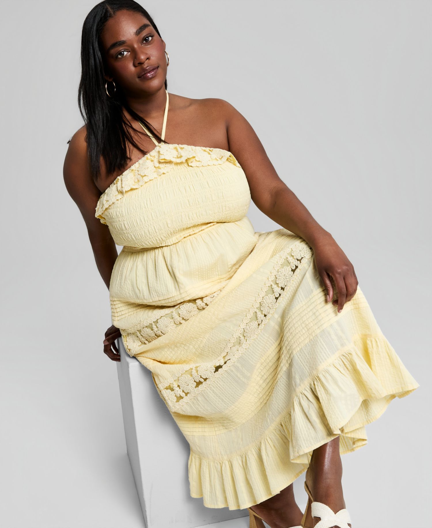 Trendy Plus Size Cotton Lace Maxi Dress
