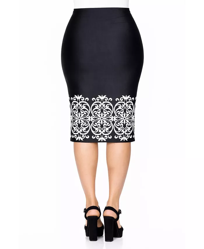 Women's Printed Stretch Midi Pencil Skirt - thumbnail 7