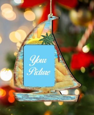 Sailboat Picture Frame Ornament Set of 2