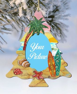 Coastal Christmas Tree Picture Ornament Set of 2