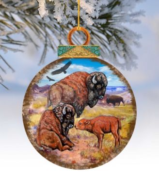 Buffalos Ball Wooden Ornaments, Set of 2
