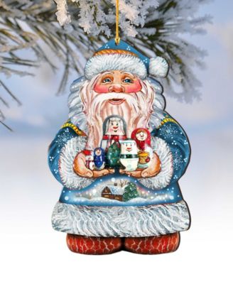 Matreshkas Santa Wooden Christmas Ornament Set of 2