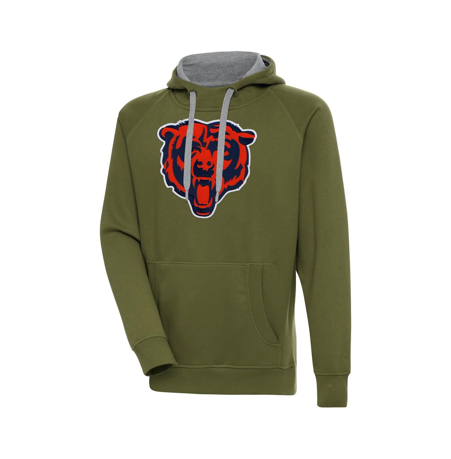 Мужское худи Antigua Olive Chicago Bears Primary Logo Victory Pullover — фото 1