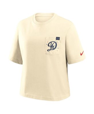 Women's Cream Los Angeles Dodgers City Connect Pocket Boxy T-Shirt