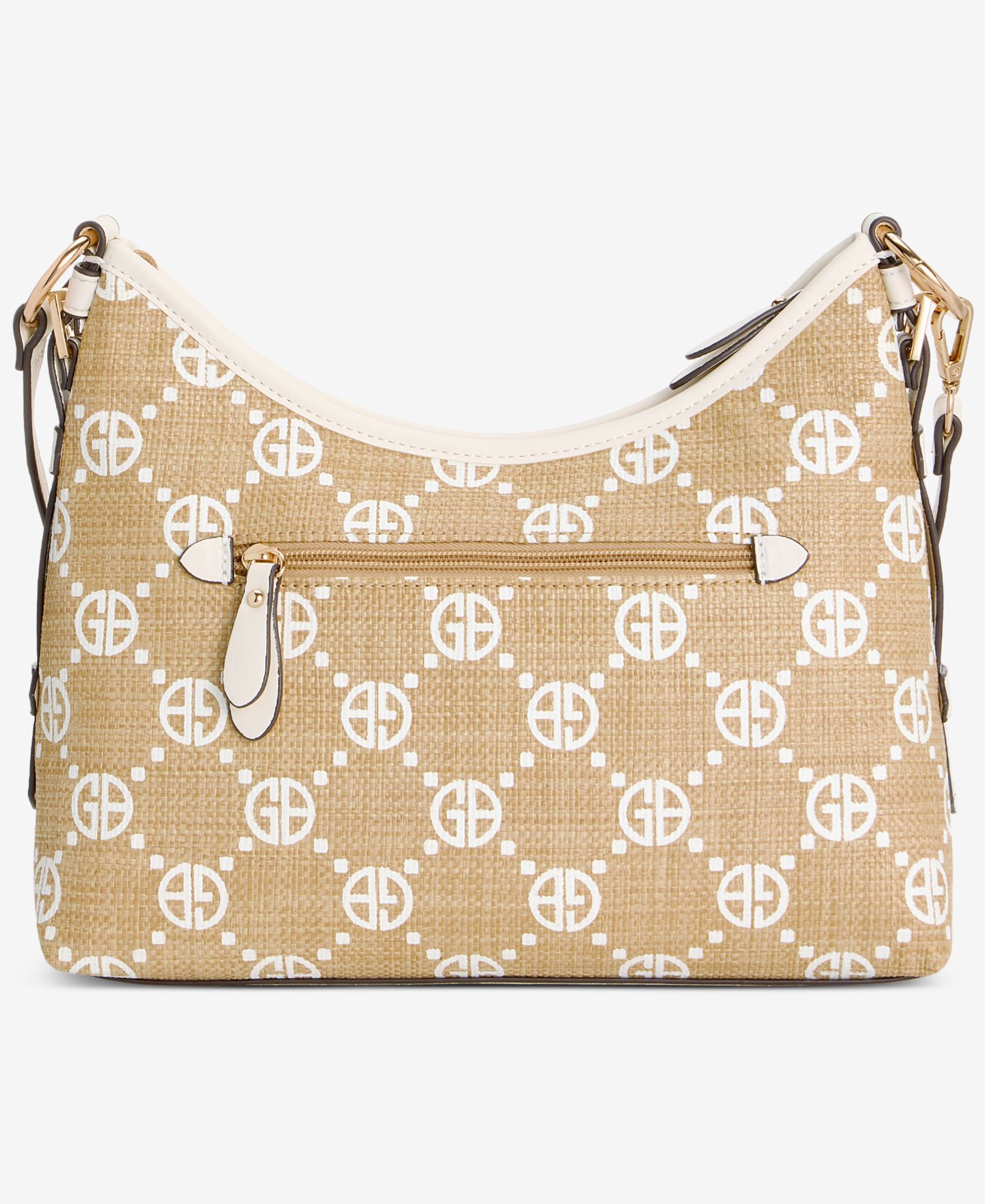 Женская сумка Giani Bernini Belted Monogram Straw Shoulder, цвет: Натуральный / Белый — фото 4