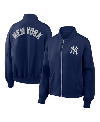 Women's Navy New York Yankees Oversized Rage Against Full-Zip Jacket