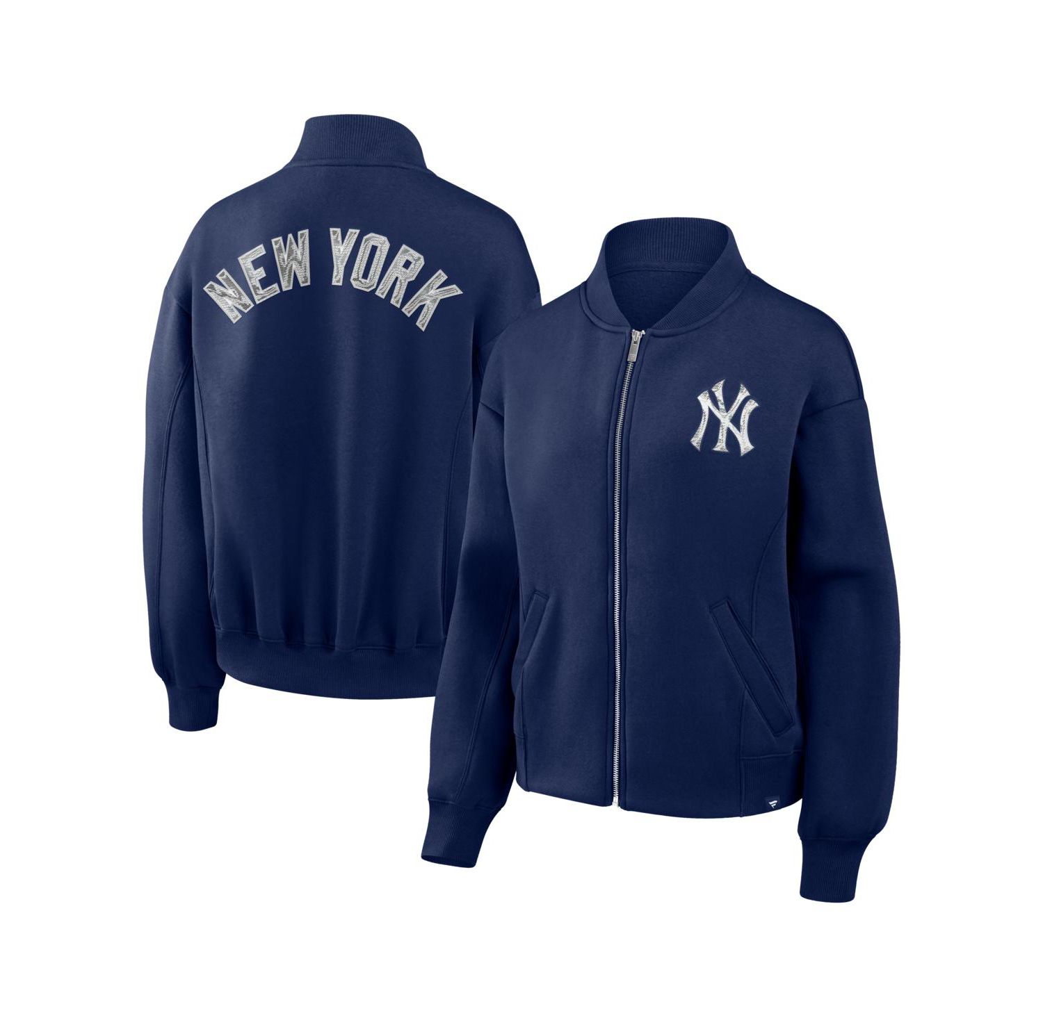 Women's Navy New York Yankees Oversized Rage Against Full-Zip Jacket