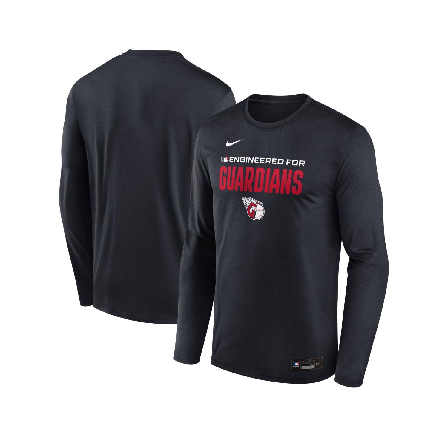 Men's Black Cleveland Guardians Authentic Collection Legend Dri-FIT Long Sleeve T-Shirt