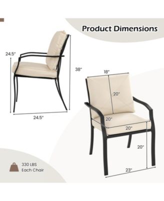 Set of 2 Outdoor Dining Chairs with Cushioned Seats and Rustproof Metal Frame