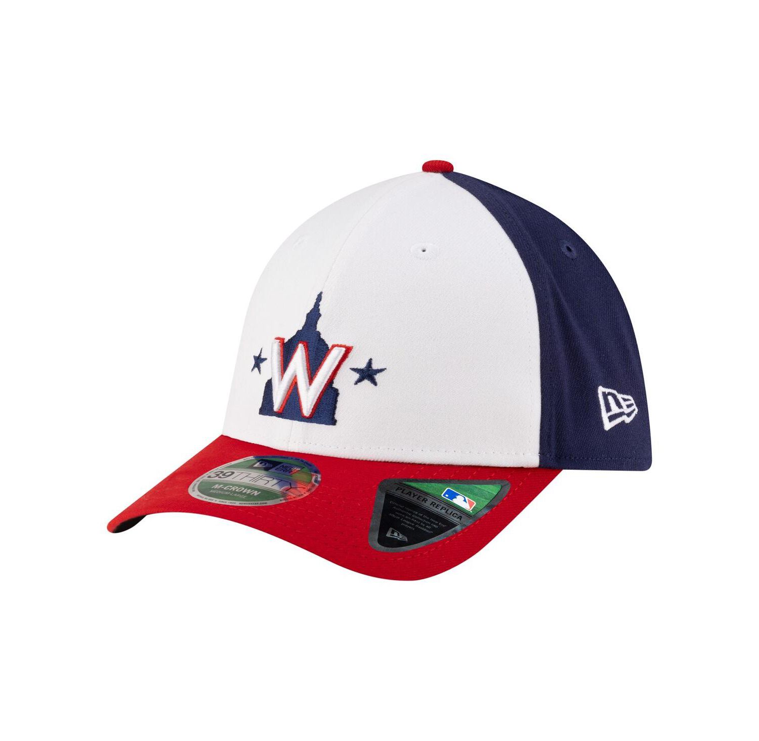 Men's White Washington Nationals Player Replica 39THIRTY M-Crown Flex Hat