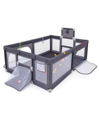 Extra Large Baby Play Yard with Basketball Hoop for Toddlers, Indoor Activity Playpen