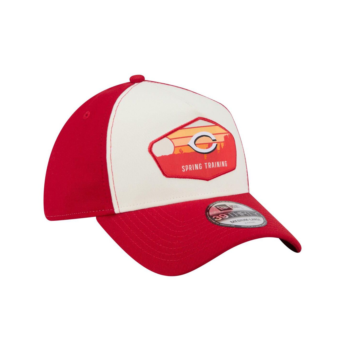 Мужские головные уборы New Era Stone Cincinnati Reds 2026 Spring Training Fan Pack Gradient 39THIRTY Flex Hat — фото 3