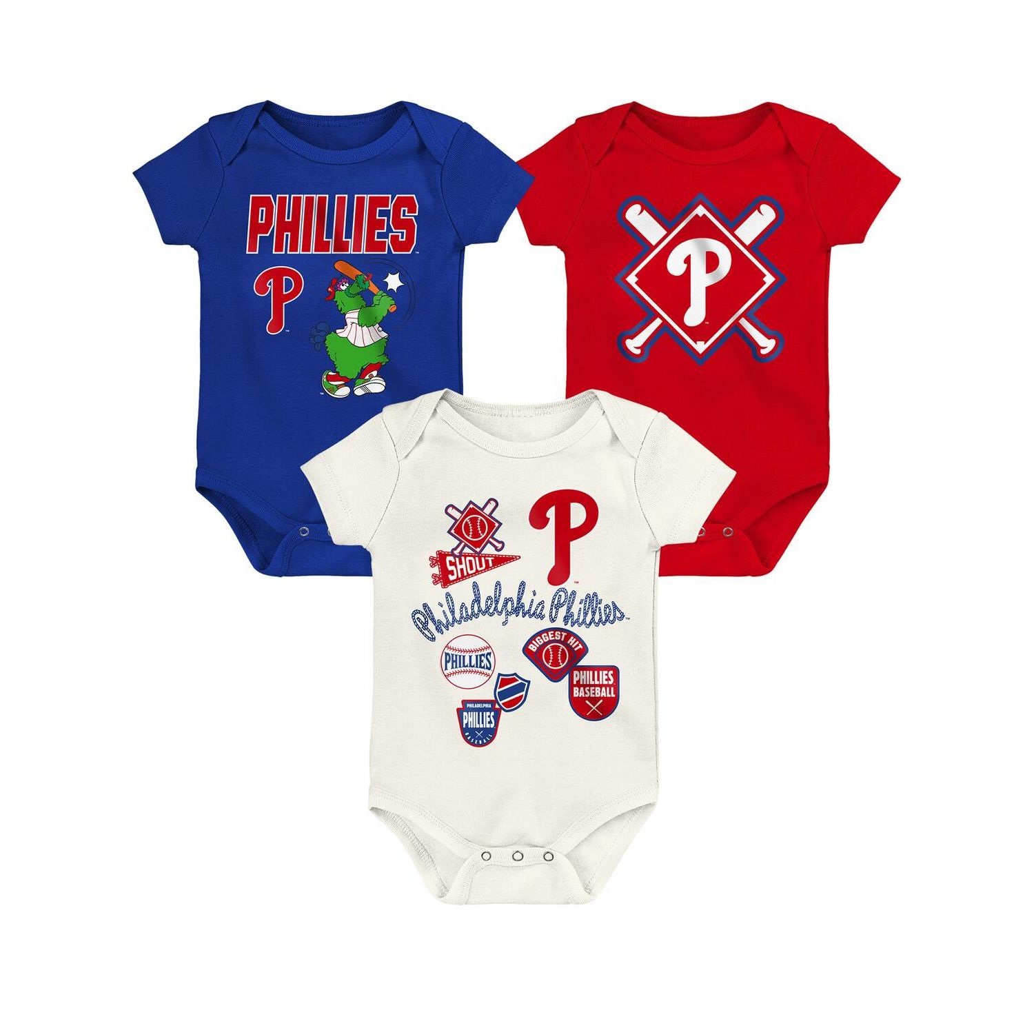 Baby Boys and Girls 3-Piece Philadelphia Phillies Home Plate Creeper Set