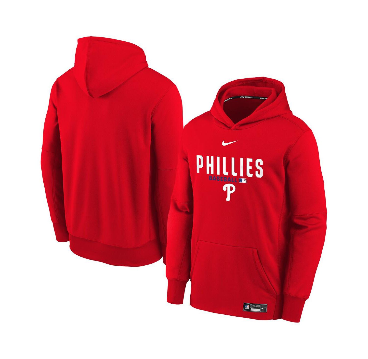 Big Boys and Girls Red Philadelphia Phillies Authentic Collection Therma-FIT Hoodie