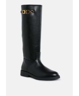 Womens Kiang Metal Chain Link Detail Calf Boots