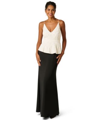 Women's Bead Detail V-Neck Peplum Maxi Dress