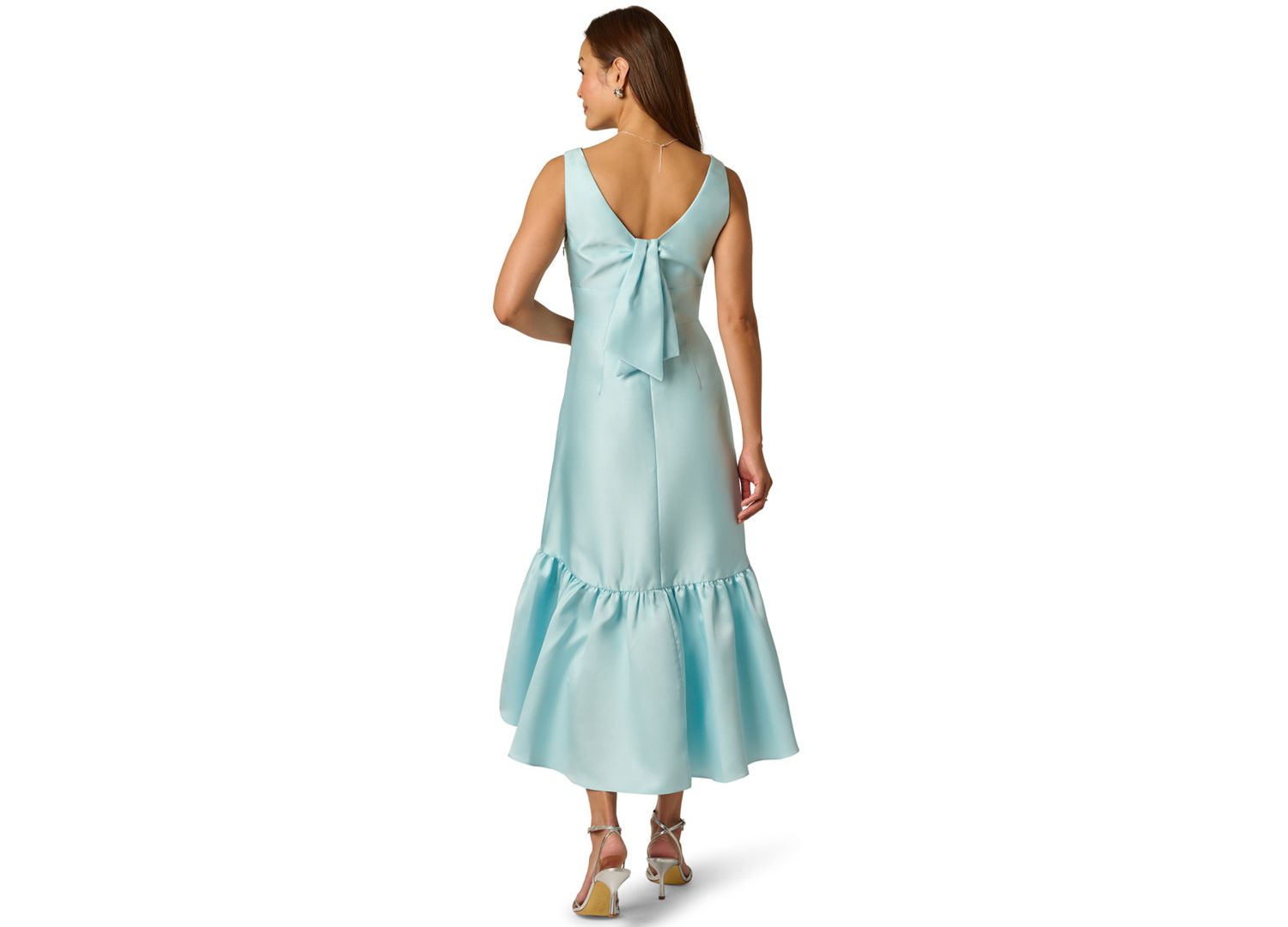 Women's Tie Mikado V-Neck Midi Dress