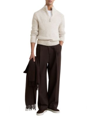 Men's Marled Half-Zip Knitted Jumper with Wool