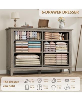 6-Drawer Black Bedroom Dresser, 47" Wide Freestanding Chest with Storage, Wooden Closet Organizer for Living Room, Bedroom, Entryway