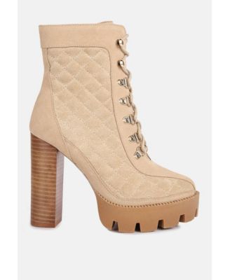 YOKO Womens Fine Suede Quilted Ankle Boots