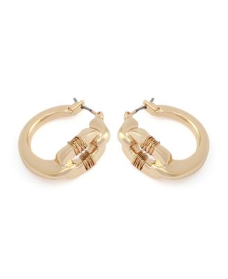 Gold Oval Link Huggie Earrings