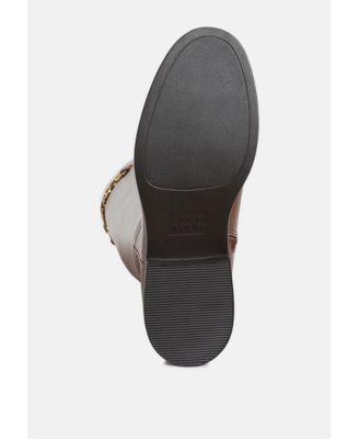 Womens Kiang Metal Chain Link Detail Calf Boots