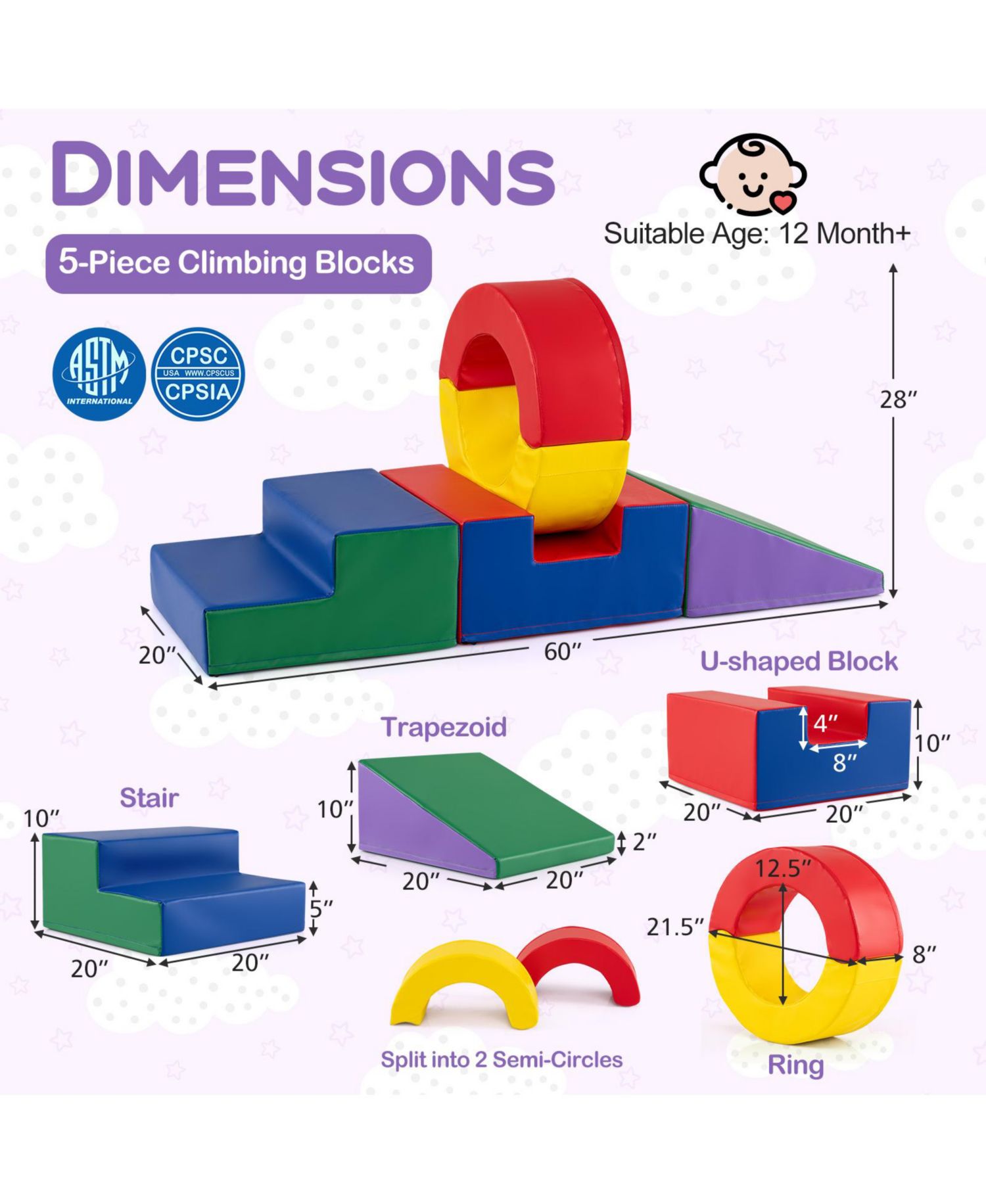 5-Piece Foam-Climbing Kids Toys, 5-Piece Set