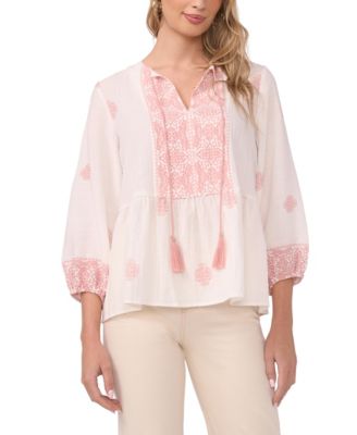 Women's Tie Neck Peasant Blouse