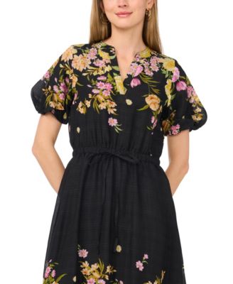 Women's V-Neck Printed Midi Dress