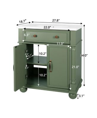 Bathroom Vanity with Sink, Medieval Modern Solid Wood Roman Base, Flip Drawer, Adjustable Storage, Easy Clean