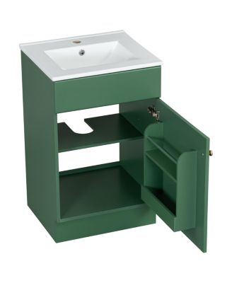 20'' Bathroom Vanity with Sink, Painted MDF Cabinet, Soft Close Door, Adjustable Shelf & Organizer for Small Spaces