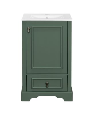 20" Bathroom Vanity with Ceramic Sink, Soft Close Door, Drawer & Adjustable Shelf for Small Spaces