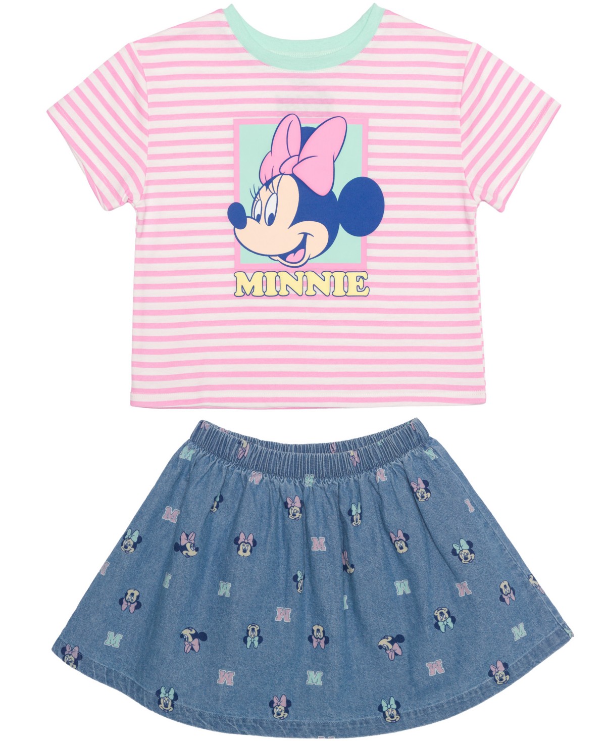 Disney Girls' 2T-6X Minnie Mouse Stripe T-Shirt and Skirt, 2-Piece Set — фото 1