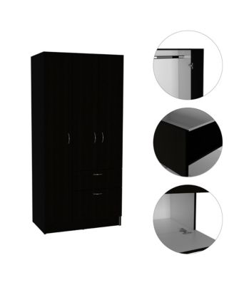 Meredith 1Drawer Rectangle Armoire Wenge and White with Hanging Rod 7 Shelves and PullDown Door Cabinet