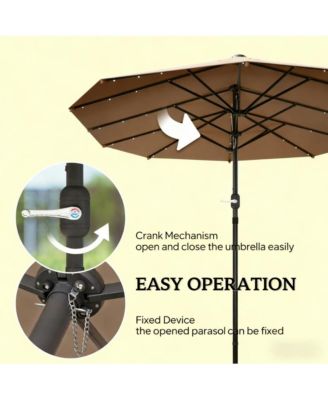 with Base,Patio Parasol with LED Solar