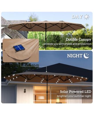 with Base,Patio Parasol with LED Solar