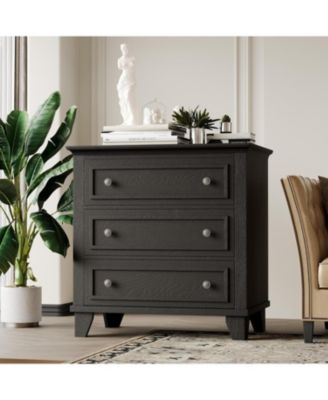 3-Drawer Dresser, Wide Modern Wood Chest with Vintage Handles Storage Cabinet for Bedroom or Living Room