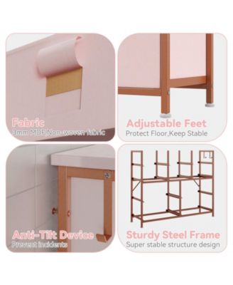 10-Drawer Fabric Dresser, Tall Chest with Fabric Bins, Side Pockets & Sturdy Steel Frame for Bedroom, Closet, or Living Room