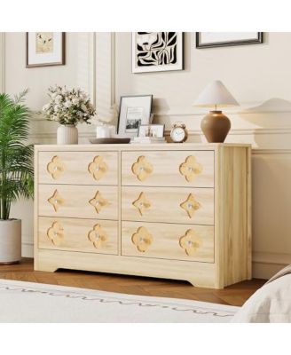 Drawer Dresser for Bedroom Wide Dresser, Boho Chest of Drawers, Wooden Chest with Clothes Storage Cabinet