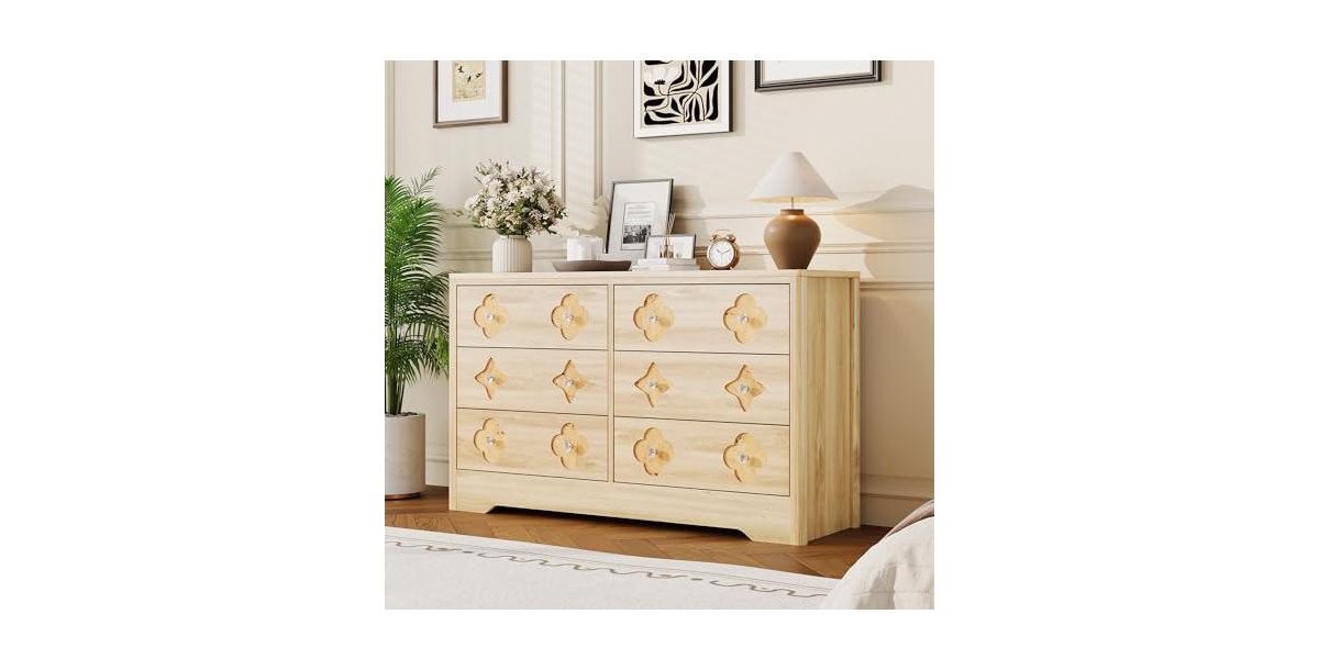 gaomon Drawer Dresser for Bedroom Wide Dresser, Boho Chest of Drawers, Wooden Chest with Clothes Storage Cabinet - Brown