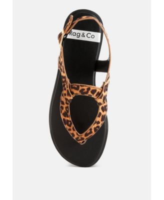 Venusa Leopard Print Buckled Flats