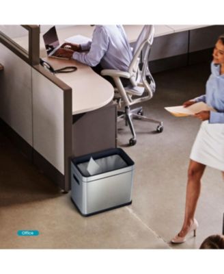 9 Gallon Slim Kitchen Trash Can with Open Top for Commercial Use, Stainless Steel, Silver